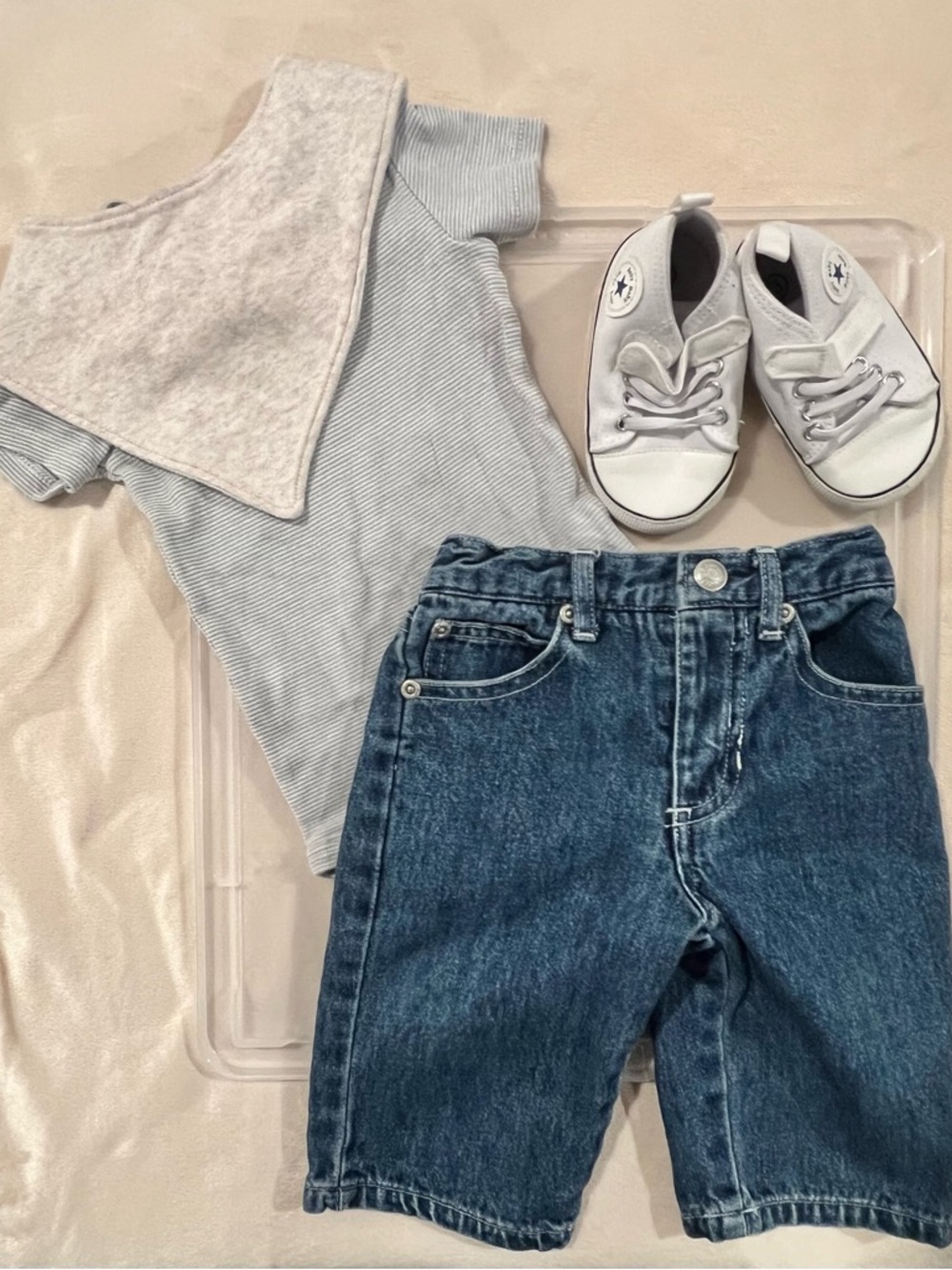 Converse Baby Outfit Set in Light Blue, Denim & White